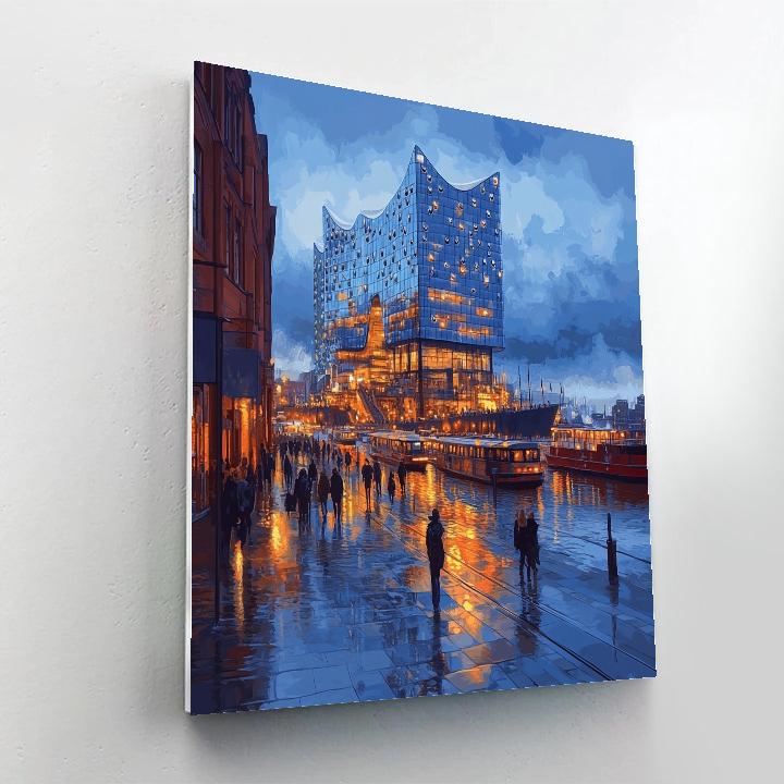 Elbphilharmonie Glass Plaza Overlooking Elbe River Painting by numbers kit