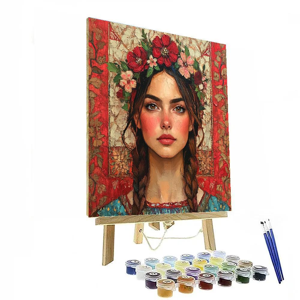 Frida Kahlo Inspired Flowered Self Portrait Paint by numbers art