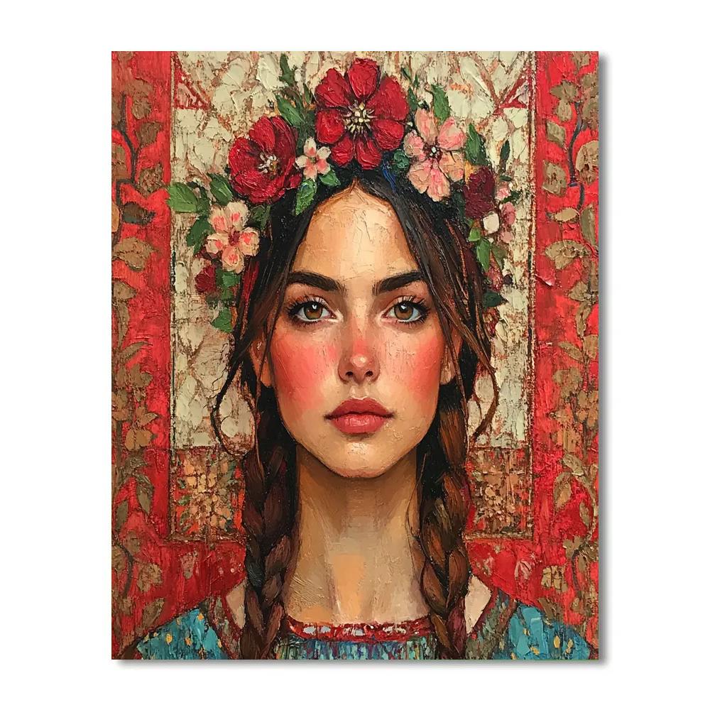 Frida Kahlo Inspired Flowered Self Portrait Paint by numbers art