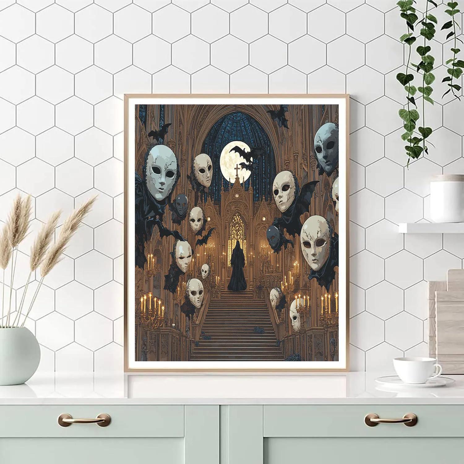 Cathedral Of Whispering Masks Painting by numbers kit