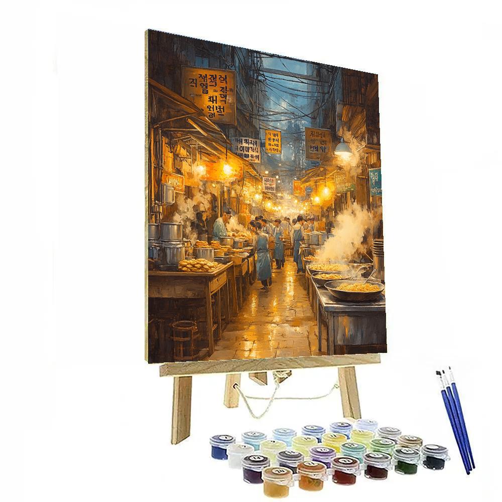 Gwangjang Market Food Alley In Seoul painting number kit