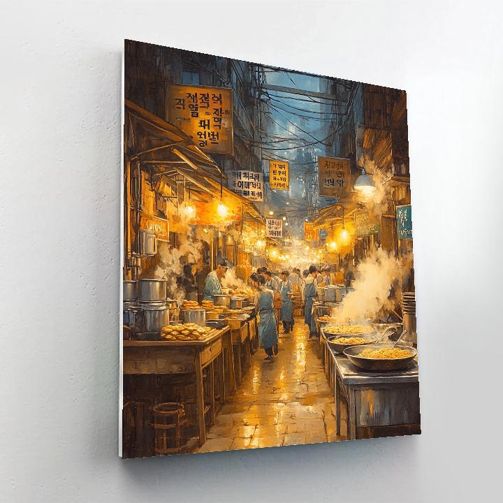 Gwangjang Market Food Alley In Seoul painting number kit