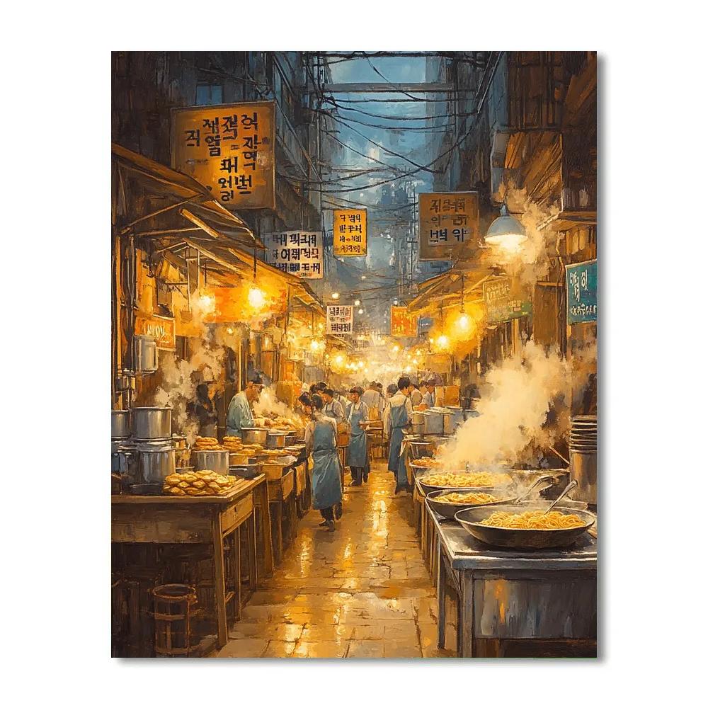 Gwangjang Market Food Alley In Seoul painting number kit
