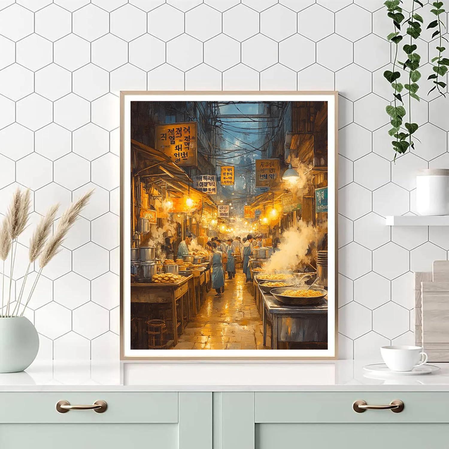 Gwangjang Market Food Alley In Seoul painting number kit