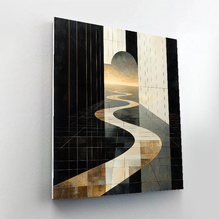 M.C. Escher Inspired Clockwork Horizon Of Mirrors paint by color