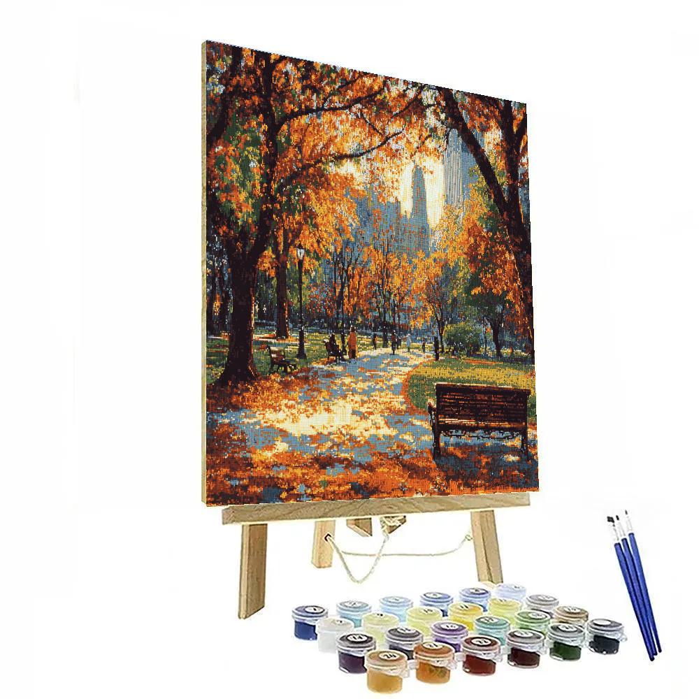 Seurat Inspired Autumn Park paint by color