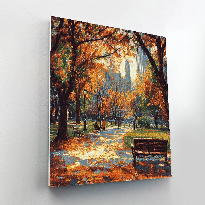 Seurat Inspired Autumn Park paint by color