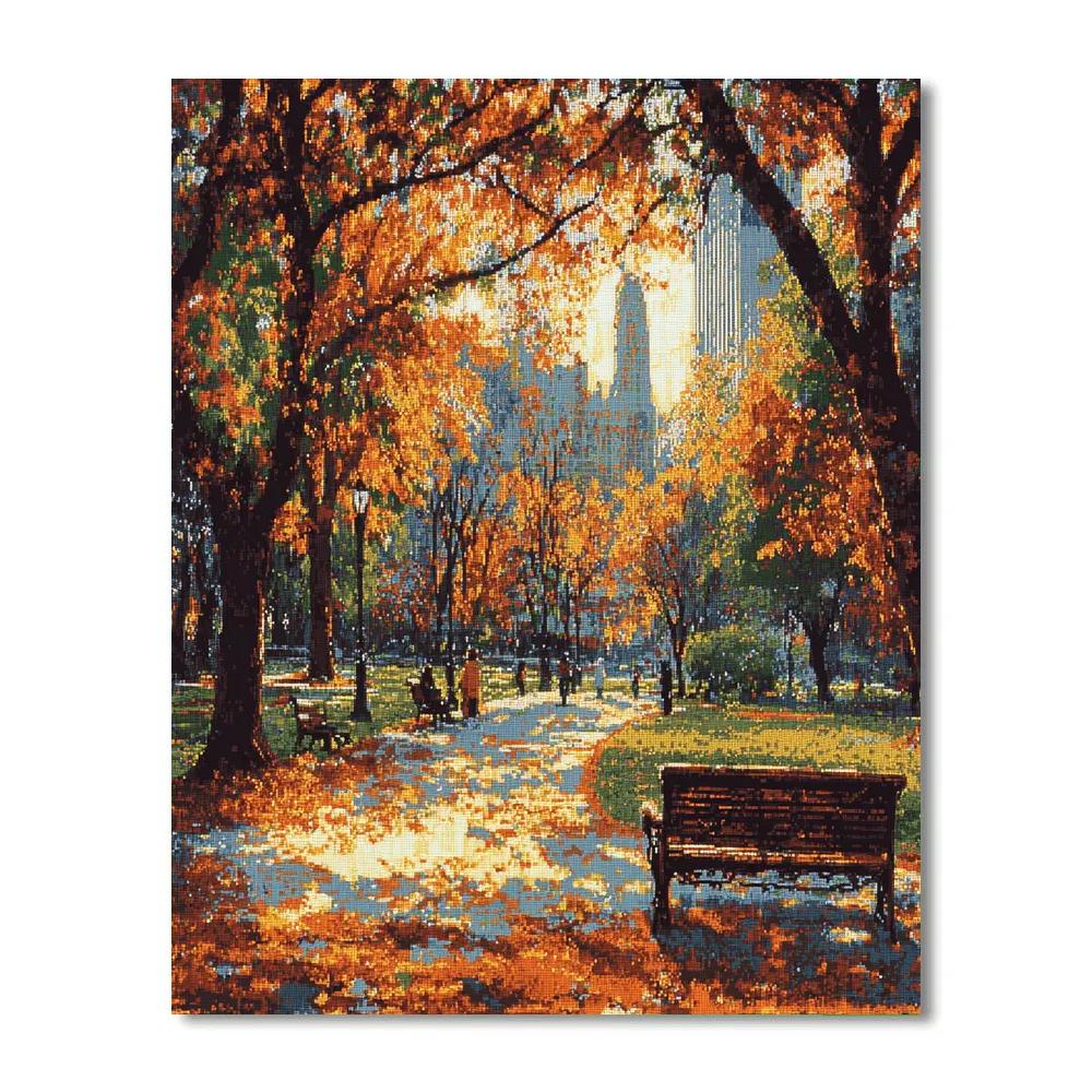 Seurat Inspired Autumn Park paint by color