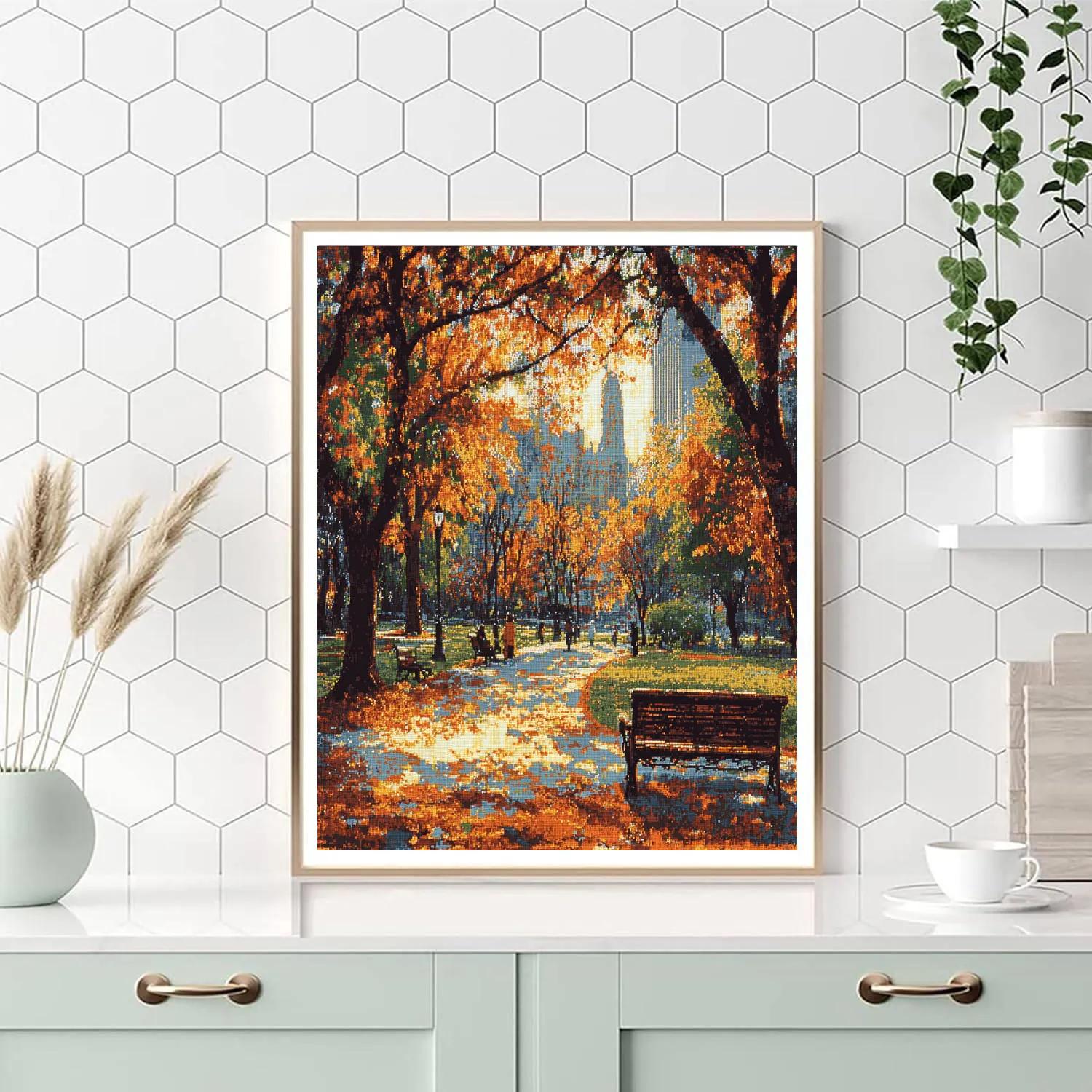 Seurat Inspired Autumn Park paint by color
