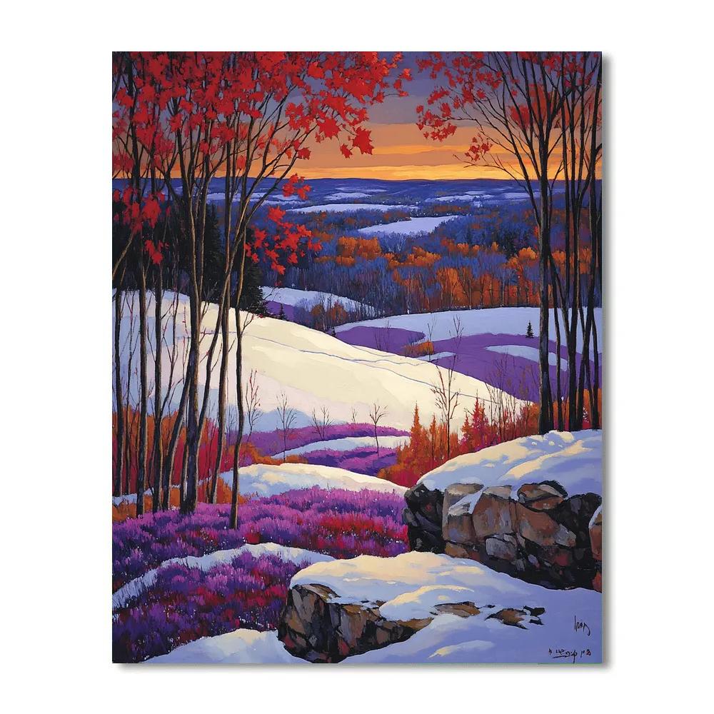 A.Y. Jackson Inspired Winter Village Lightless paint by numbers
