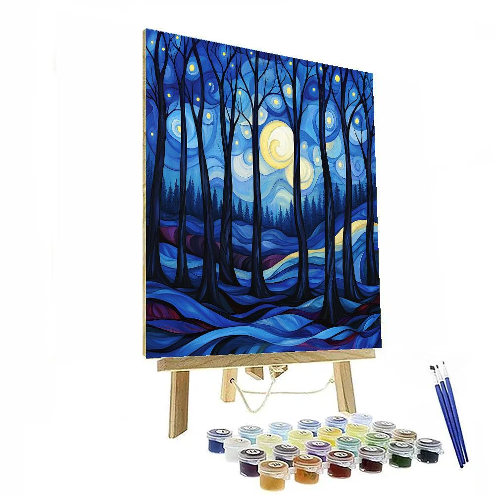 Edvard Munch Inspired Nocturnal Forest Pulse DIY paint by numbers