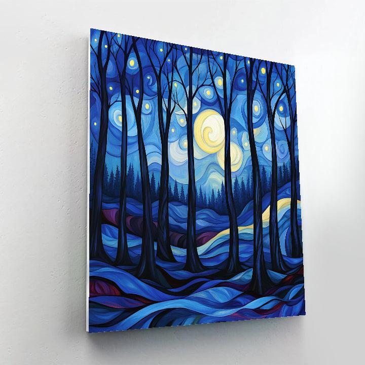 Edvard Munch Inspired Nocturnal Forest Pulse DIY paint by numbers