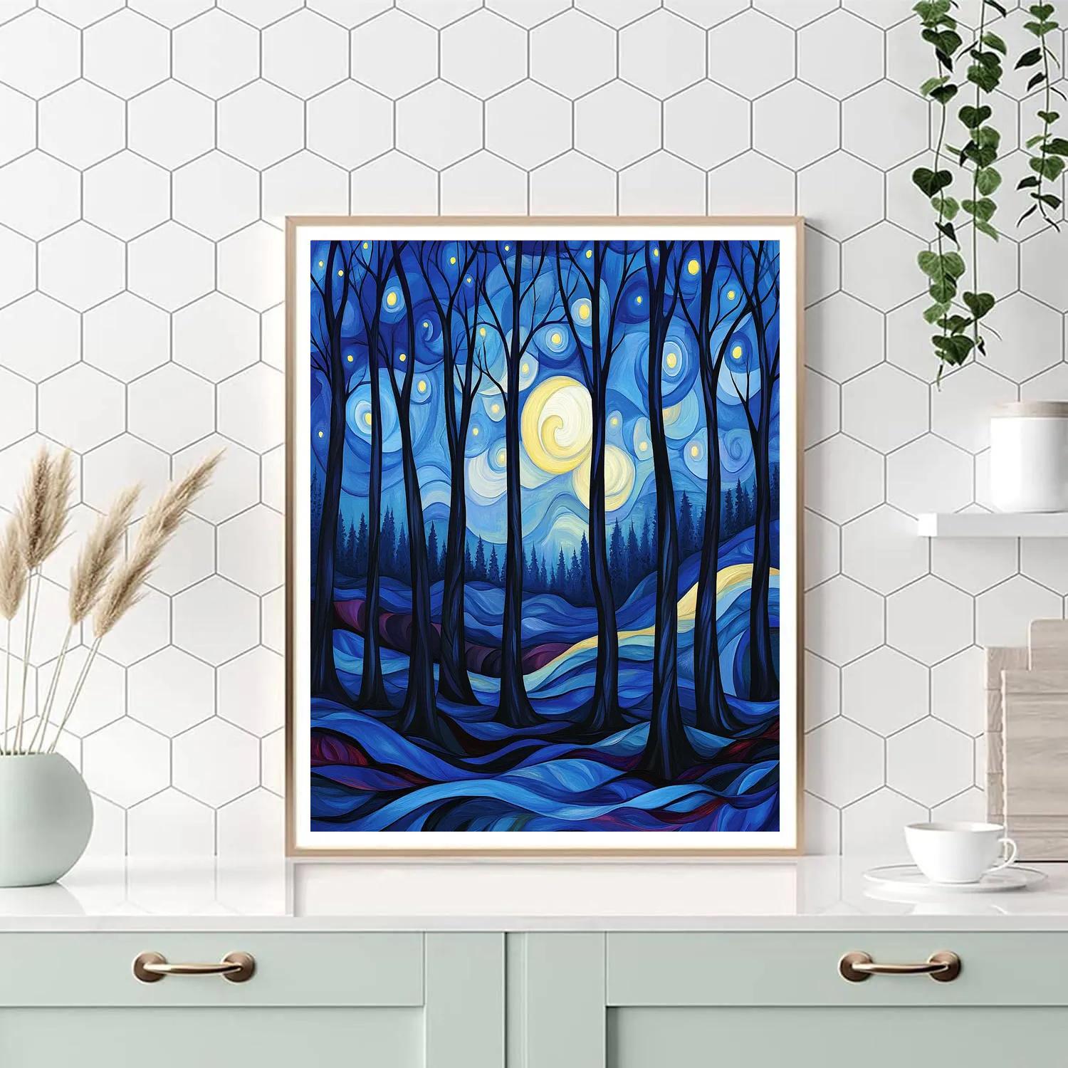Edvard Munch Inspired Nocturnal Forest Pulse DIY paint by numbers