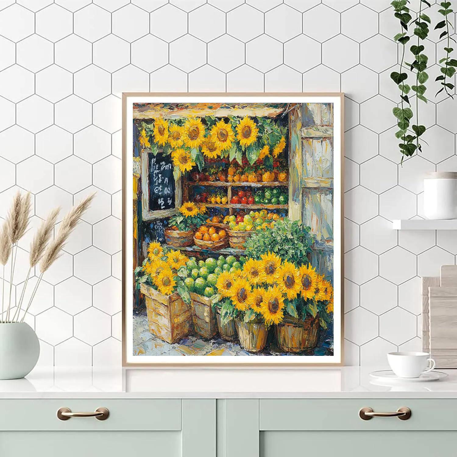 Van Gogh Inspired Sunflower Market Paint by numbers kits
