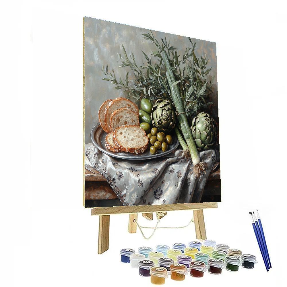 Diego Velazquez Inspired Market Vegetables With Pewter Plate paint by numbers