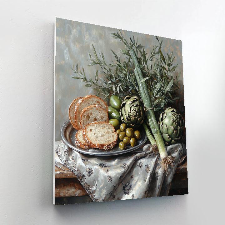 Diego Velazquez Inspired Market Vegetables With Pewter Plate paint by numbers