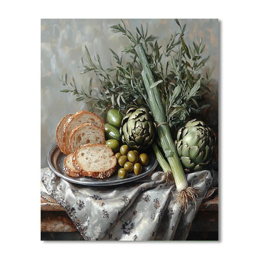 Diego Velazquez Inspired Market Vegetables With Pewter Plate paint by numbers