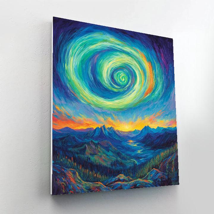 Edvard Munch Inspired Cosmic Aurora Landscape Numbered painting kits