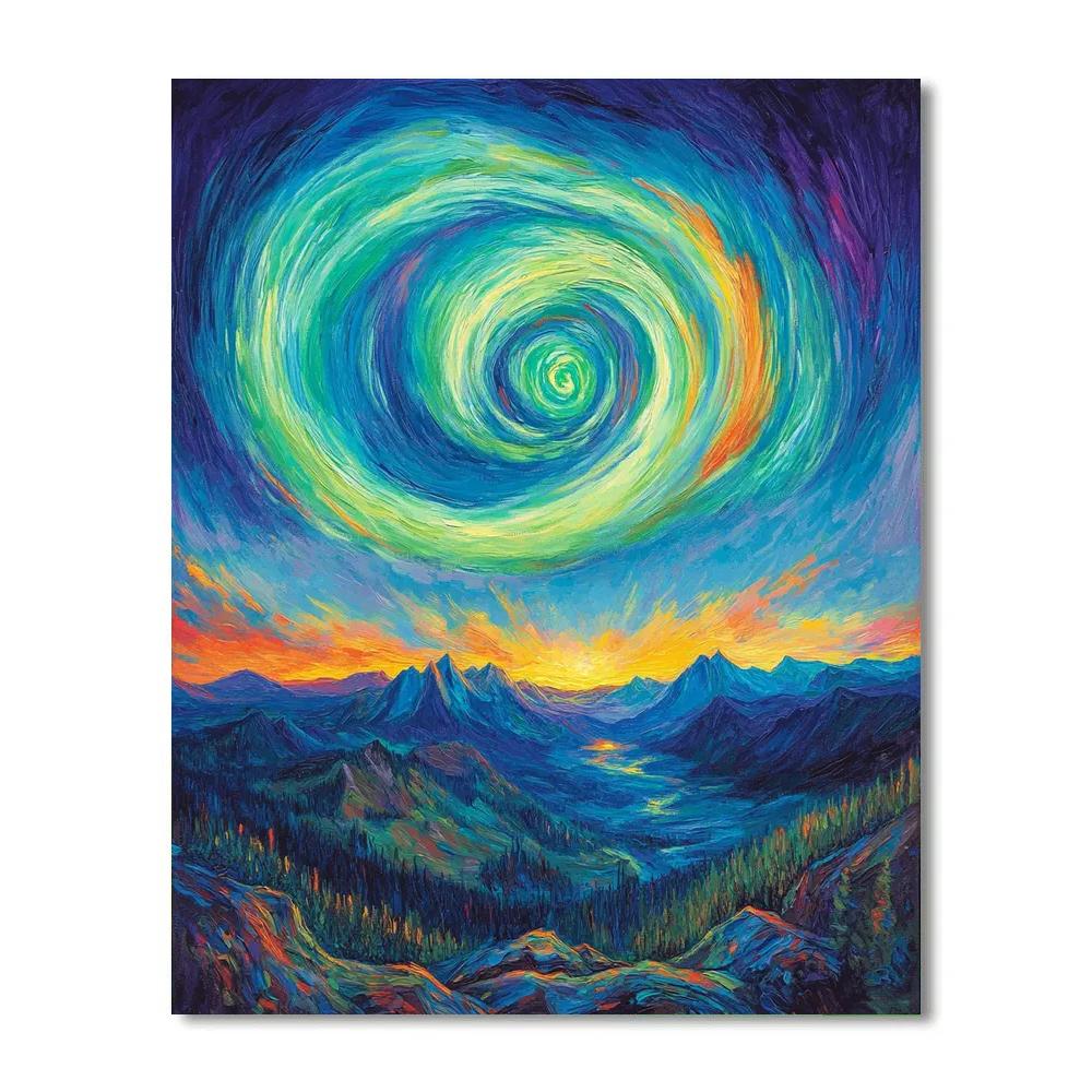Edvard Munch Inspired Cosmic Aurora Landscape Numbered painting kits