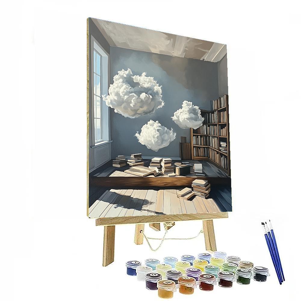 Magritte Inspired Library Of Clouds paint by numbers