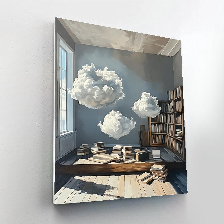 Magritte Inspired Library Of Clouds paint by numbers