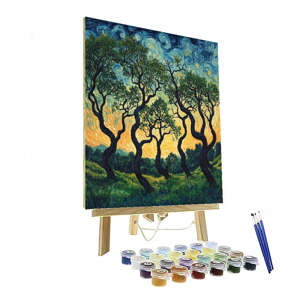 Edvard Munch Inspired Enchanted Twilight Forest paint by numbers