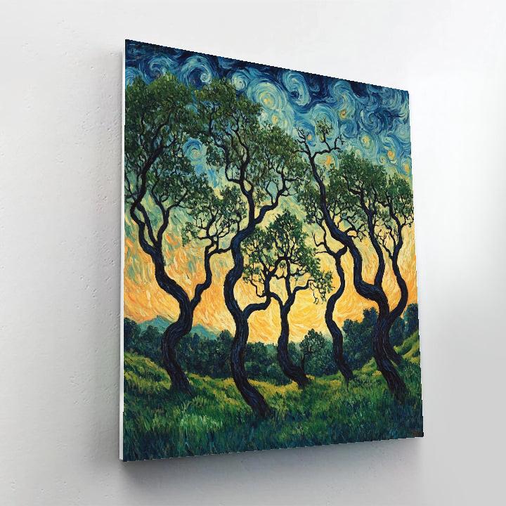 Edvard Munch Inspired Enchanted Twilight Forest paint by numbers