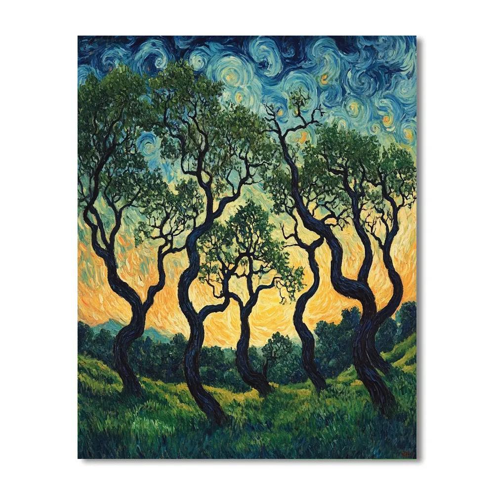 Edvard Munch Inspired Enchanted Twilight Forest paint by numbers