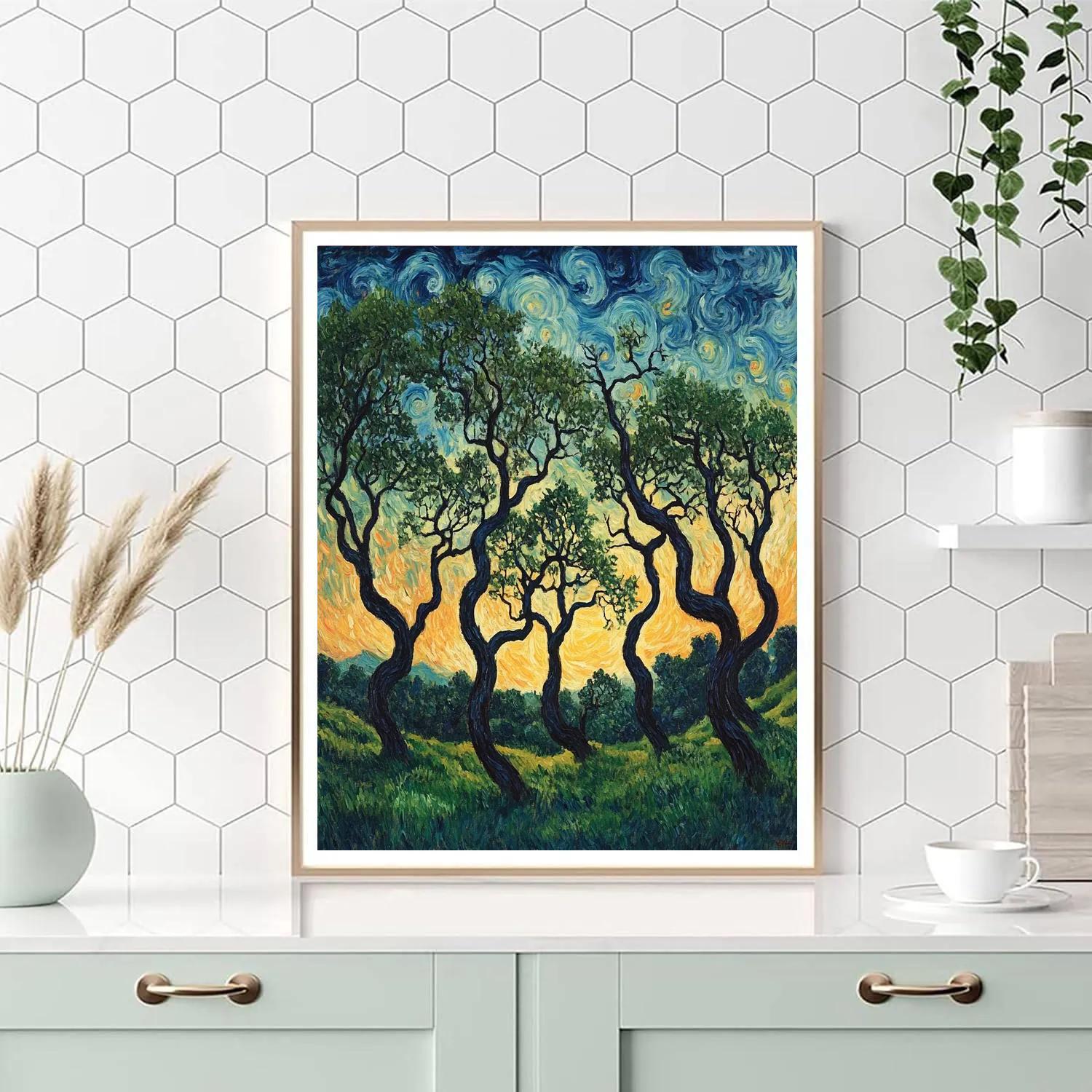 Edvard Munch Inspired Enchanted Twilight Forest paint by numbers