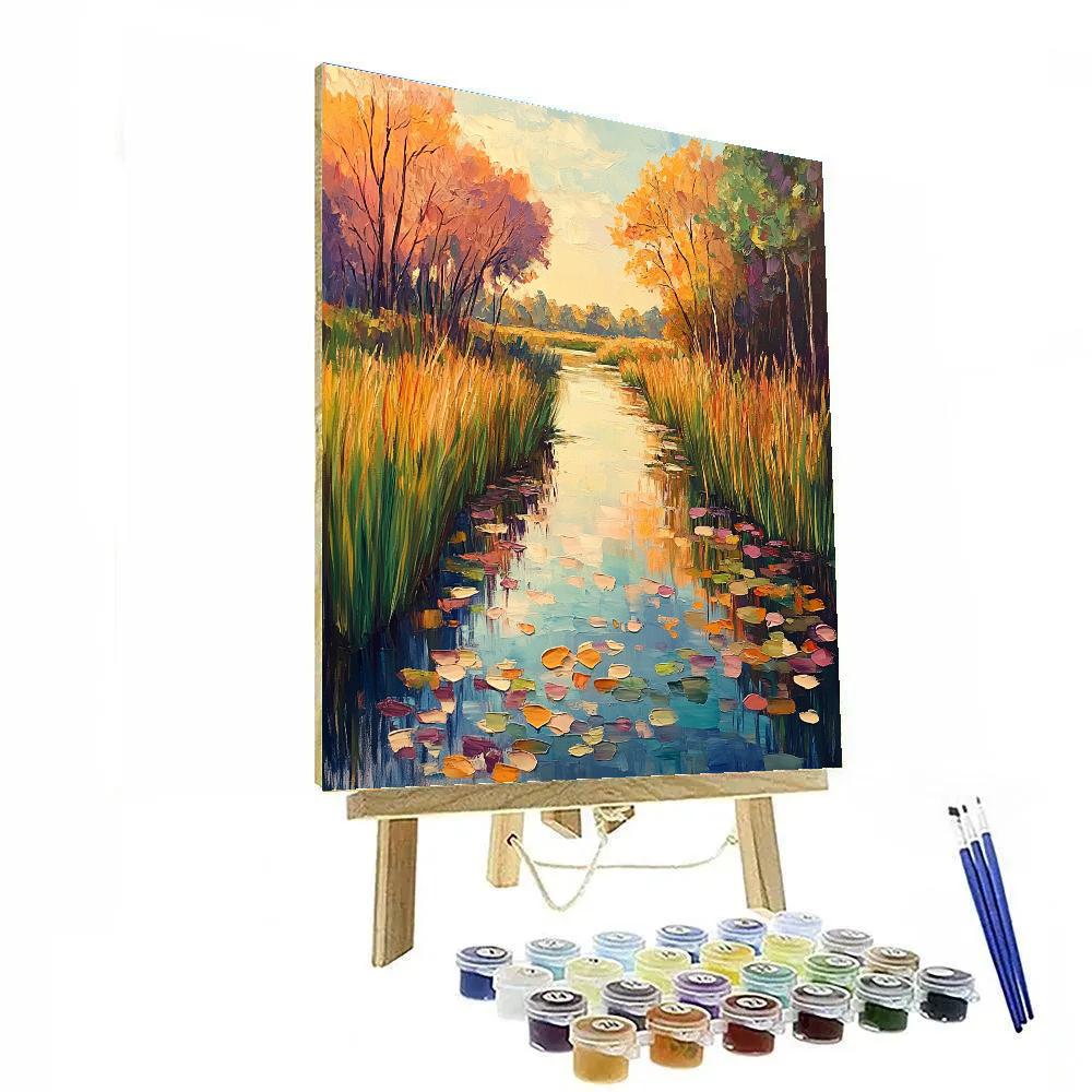 Claude Monet Inspired Autumnal Pond Serenity Painting by numbers kit