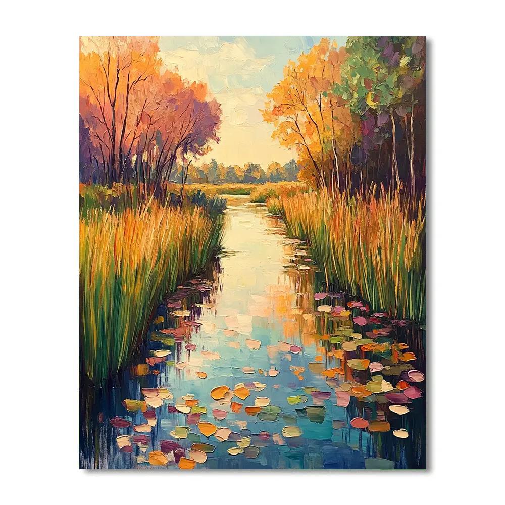 Claude Monet Inspired Autumnal Pond Serenity Painting by numbers kit