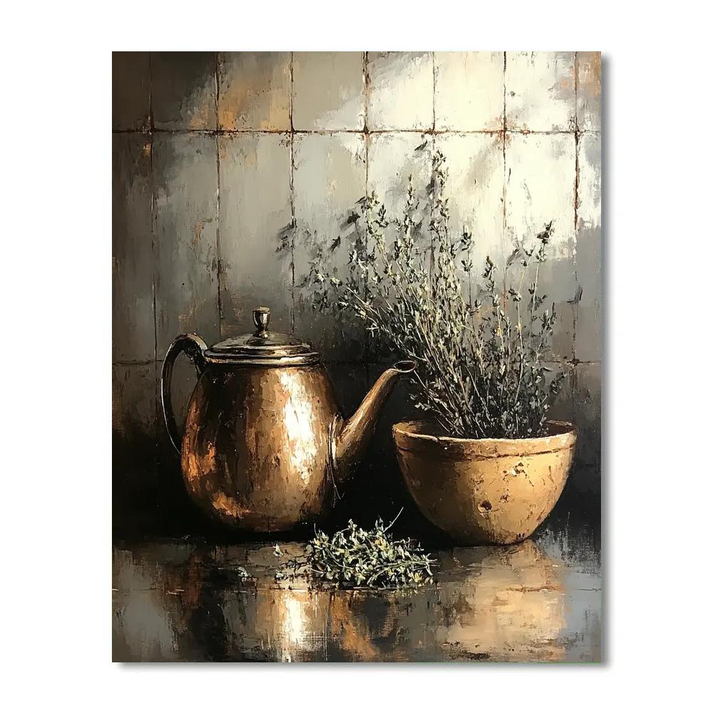 Diego Velazquez Inspired Copper Kettle And Dried Herbs Paint by numbers kits