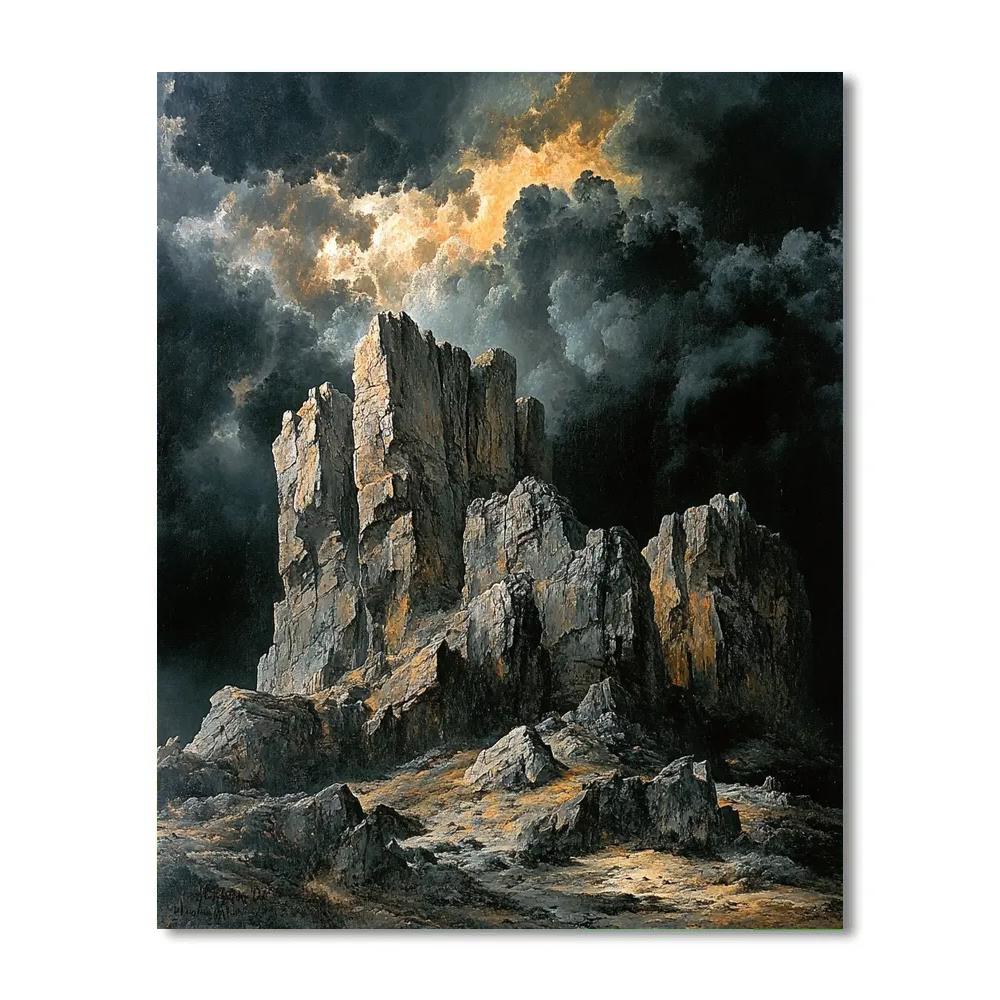 Francisco Goya Inspired Shadowed Crag Beneath Tempest Paint by numbers kits