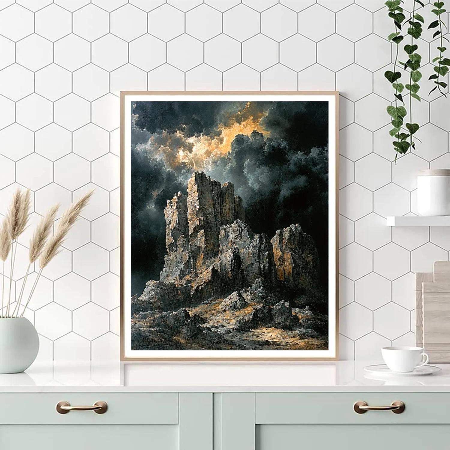 Francisco Goya Inspired Shadowed Crag Beneath Tempest Paint by numbers kits