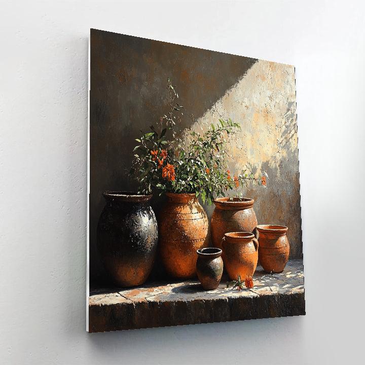 Diego Velázquez Inspired Still Life With Rustic Pottery paint by number