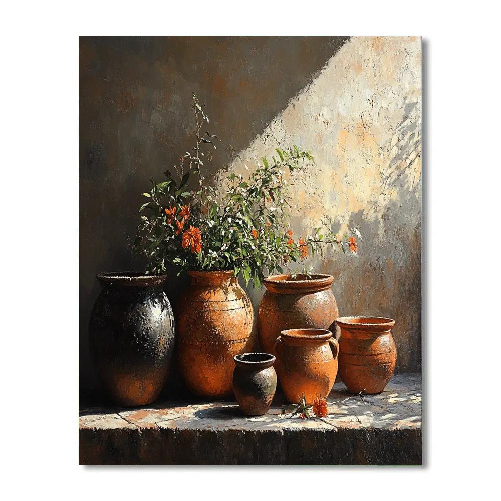 Diego Velázquez Inspired Still Life With Rustic Pottery paint by number