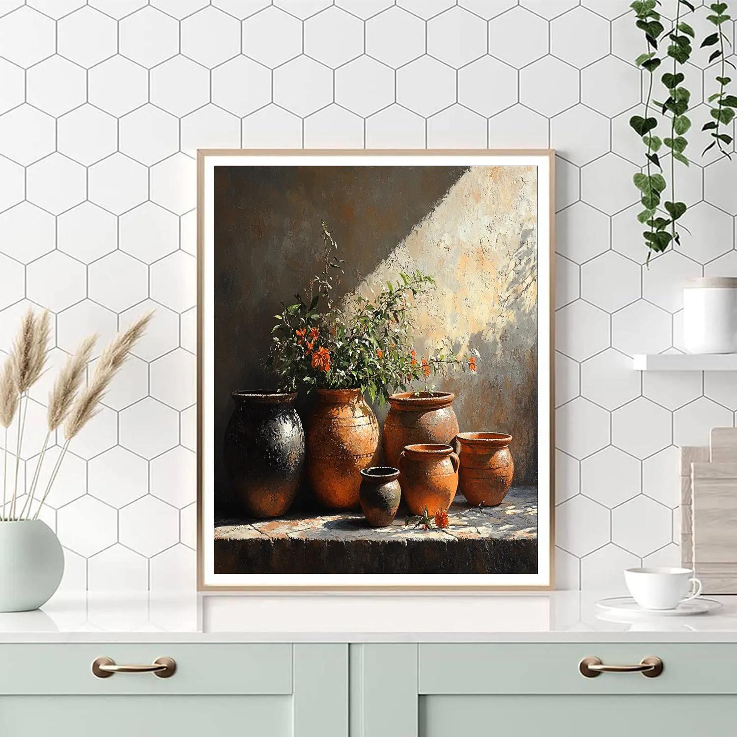 Diego Velázquez Inspired Still Life With Rustic Pottery paint by number