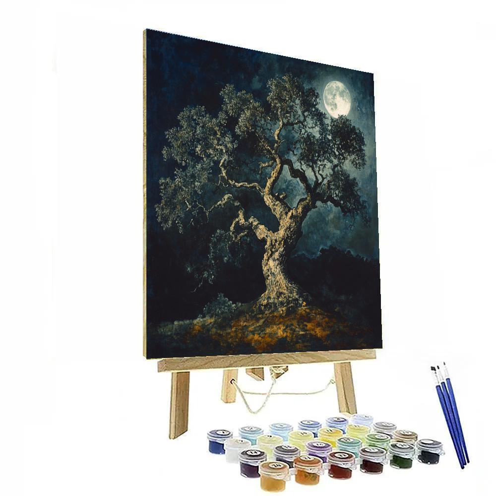 Francisco Goya Inspired Moonlit Gnarled Oak Silhouette Paint by numbers art