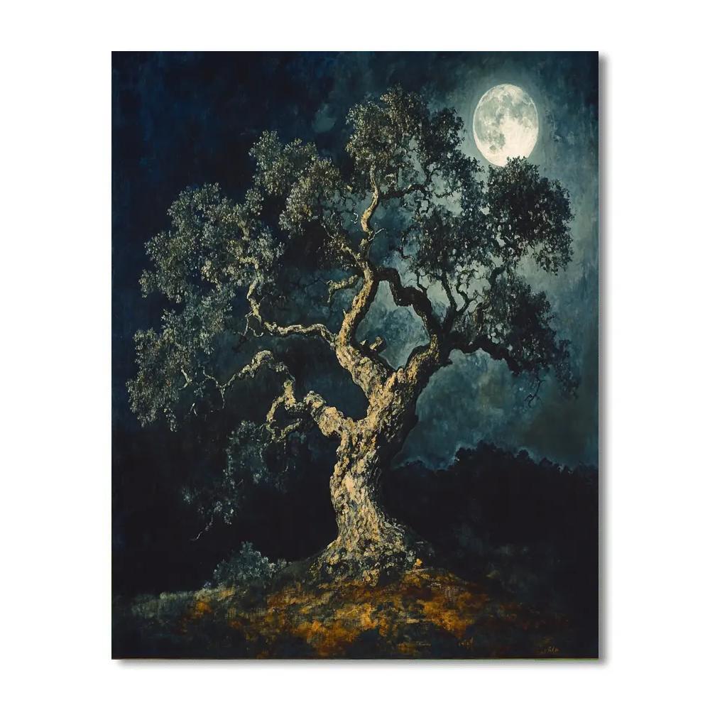 Francisco Goya Inspired Moonlit Gnarled Oak Silhouette Paint by numbers art