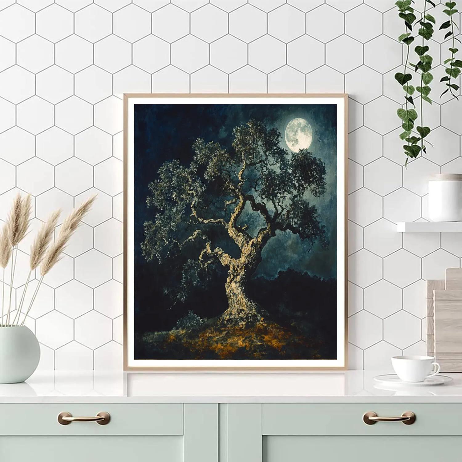 Francisco Goya Inspired Moonlit Gnarled Oak Silhouette Paint by numbers art