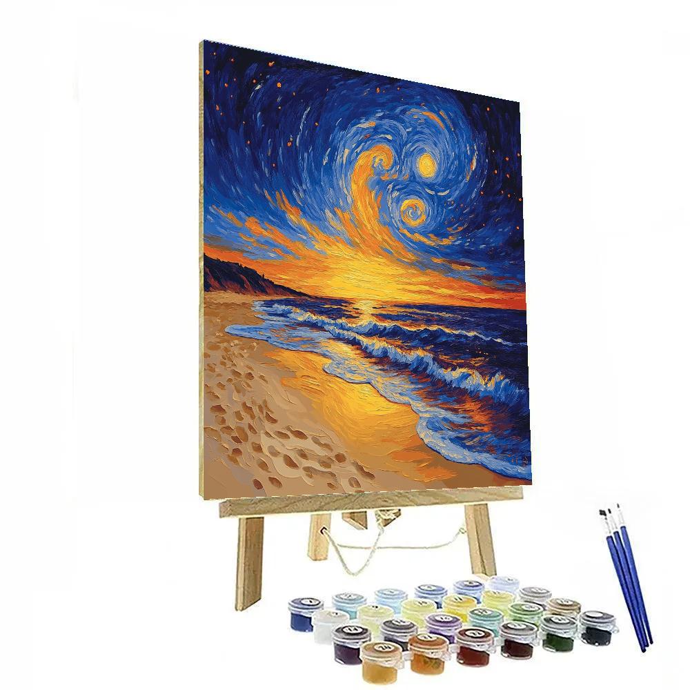Van Gogh Inspired Starry Beach Sunset Paint by numbers art
