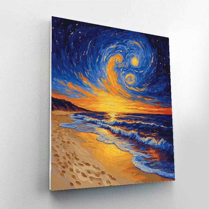 Van Gogh Inspired Starry Beach Sunset Paint by numbers art