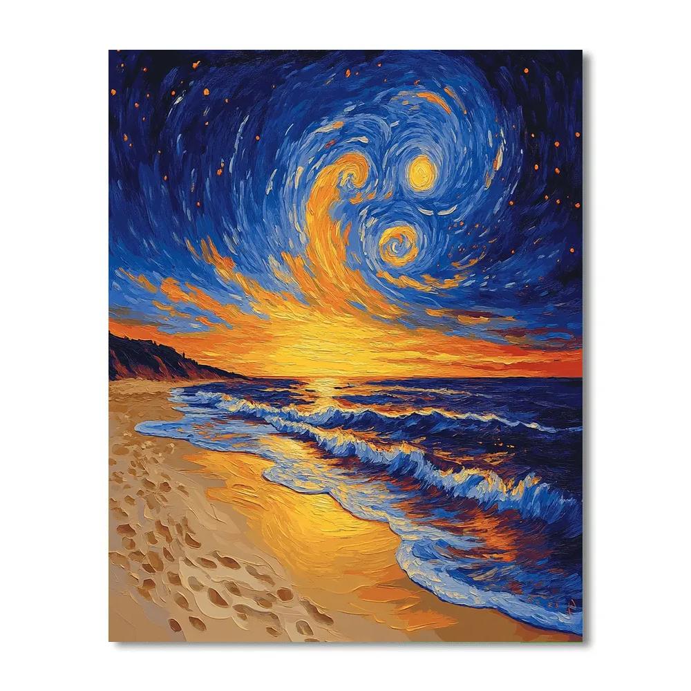 Van Gogh Inspired Starry Beach Sunset Paint by numbers art