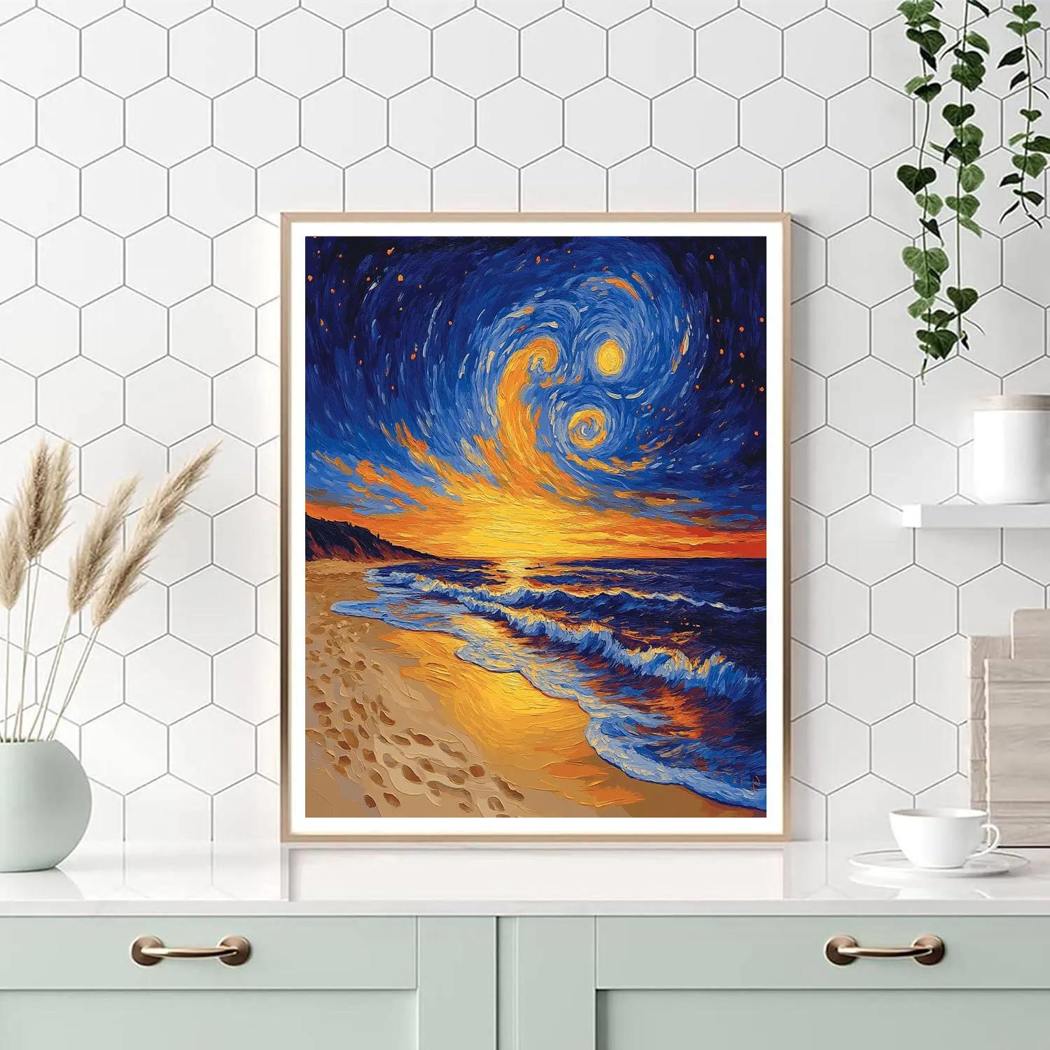 Van Gogh Inspired Starry Beach Sunset Paint by numbers art
