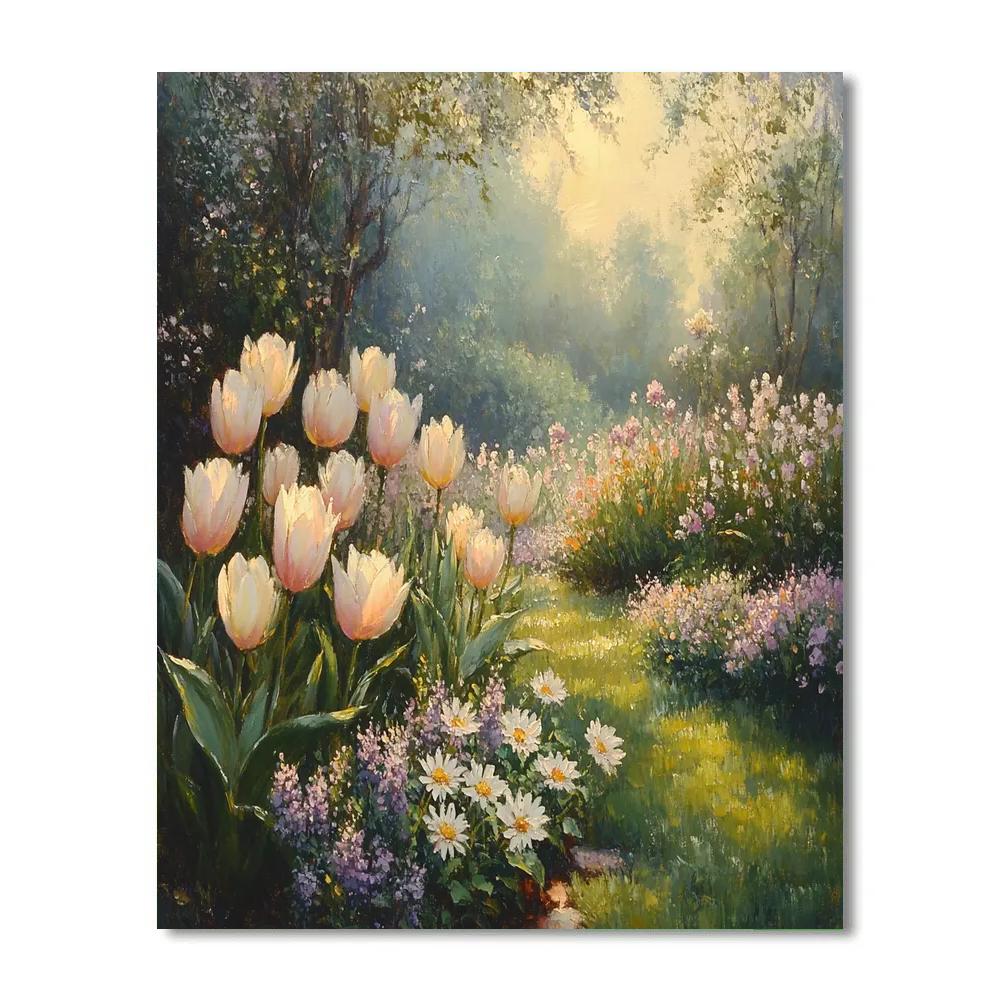 Monet Inspired Morning Garden Flowers DIY paint by numbers