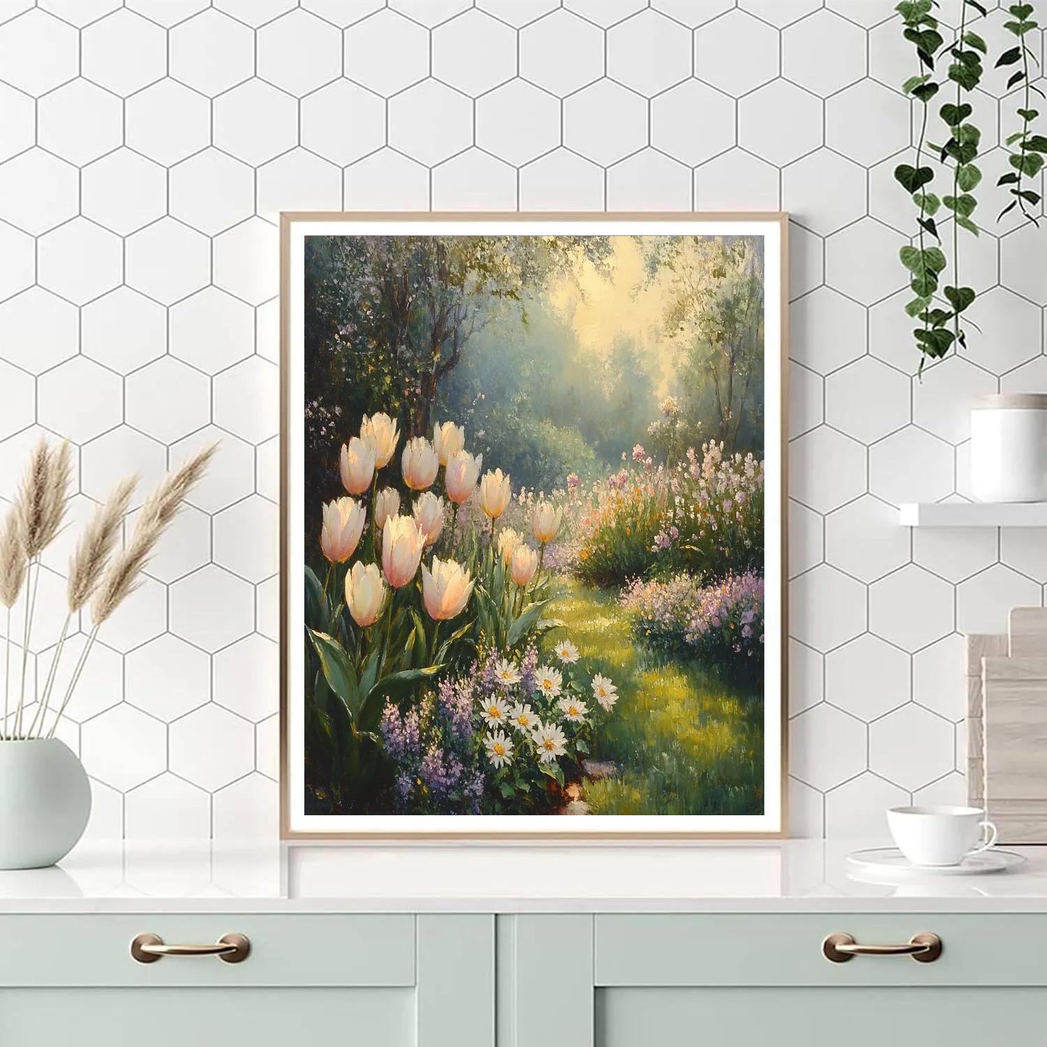 Monet Inspired Morning Garden Flowers DIY paint by numbers