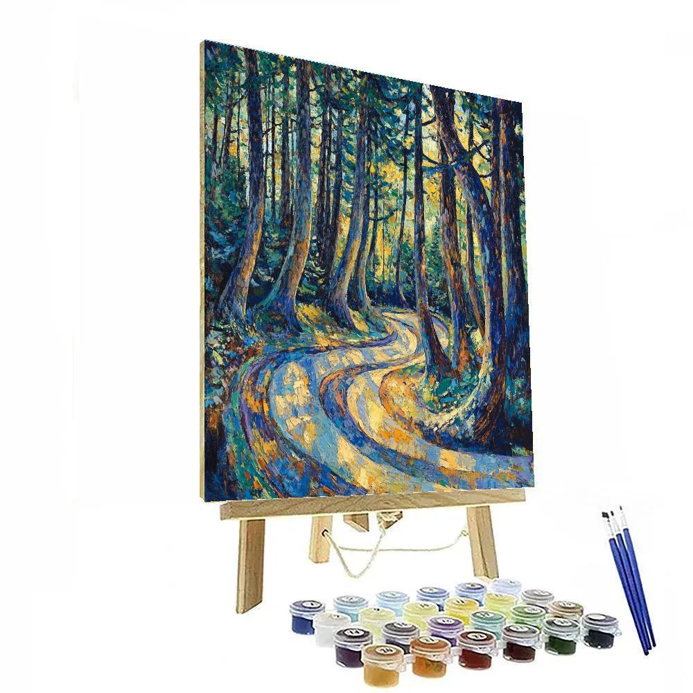 Emily Carr Inspired Swirling Cedar Cathedral paint by number