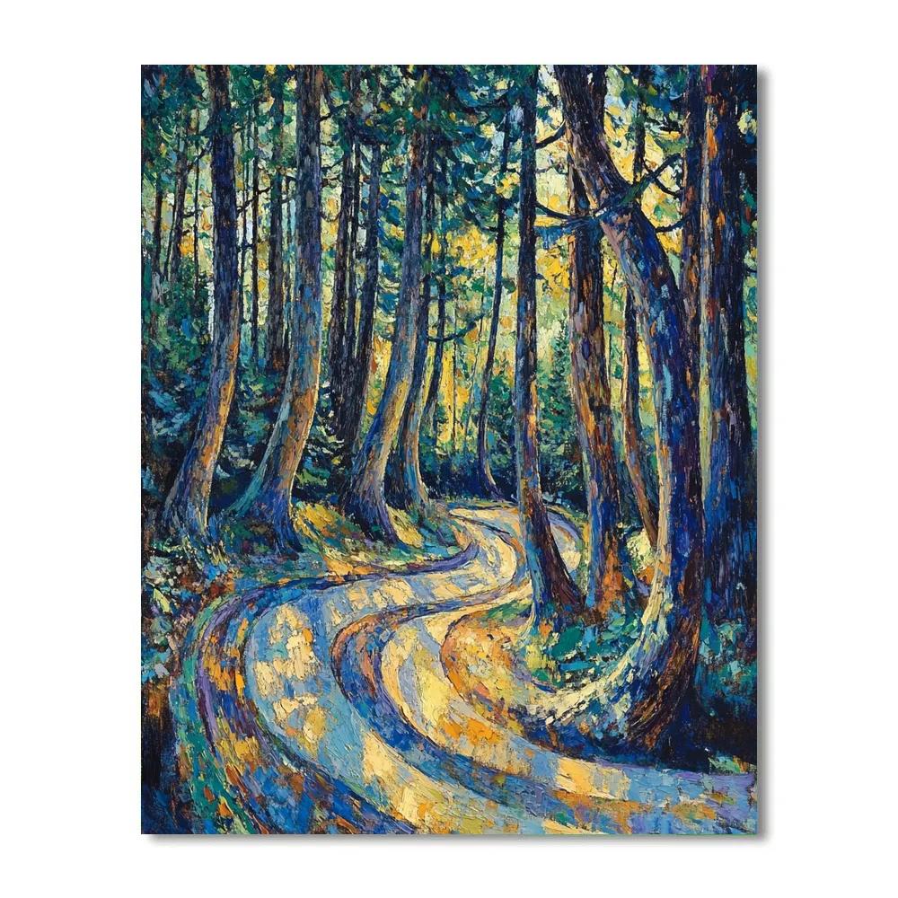 Emily Carr Inspired Swirling Cedar Cathedral paint by number