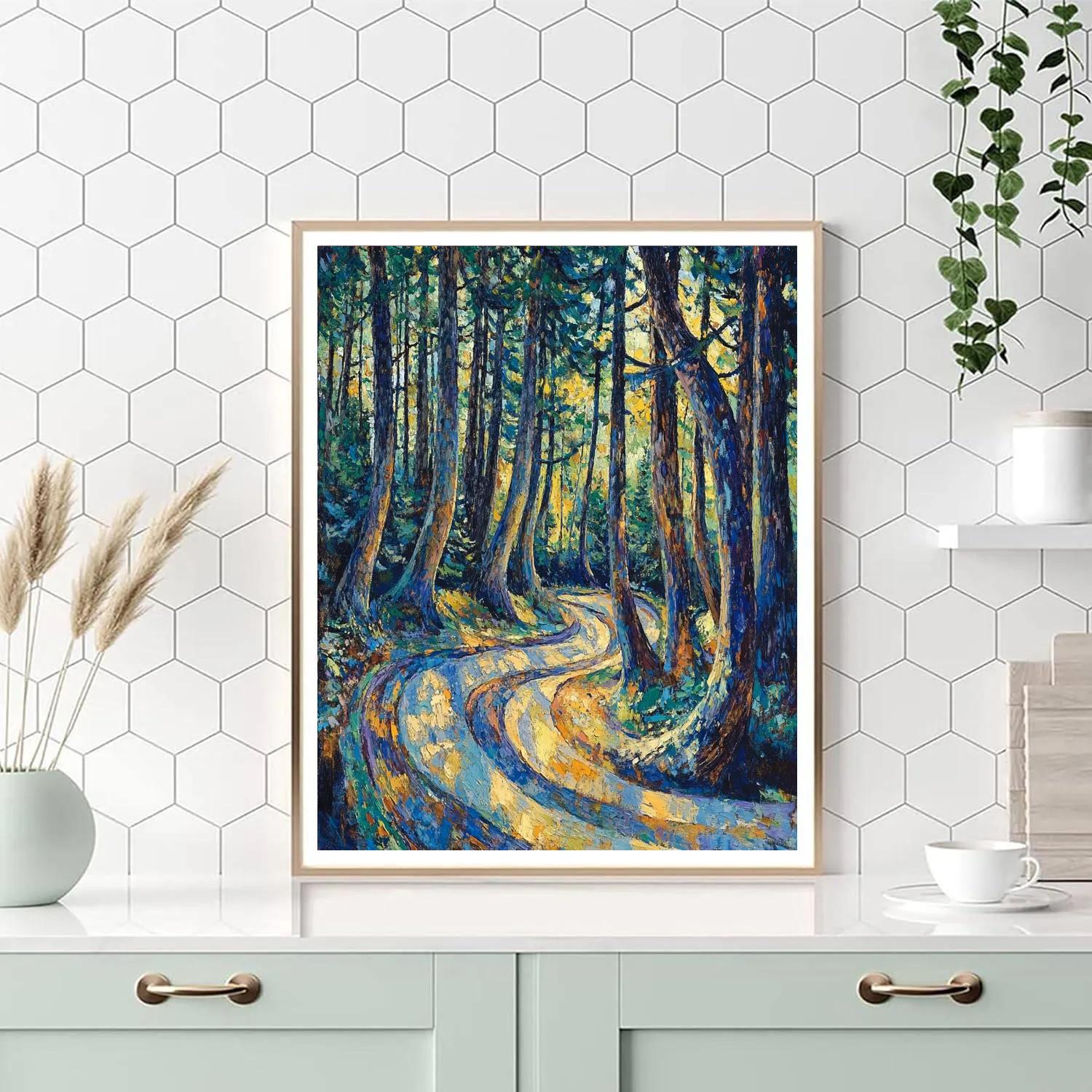 Emily Carr Inspired Swirling Cedar Cathedral paint by number