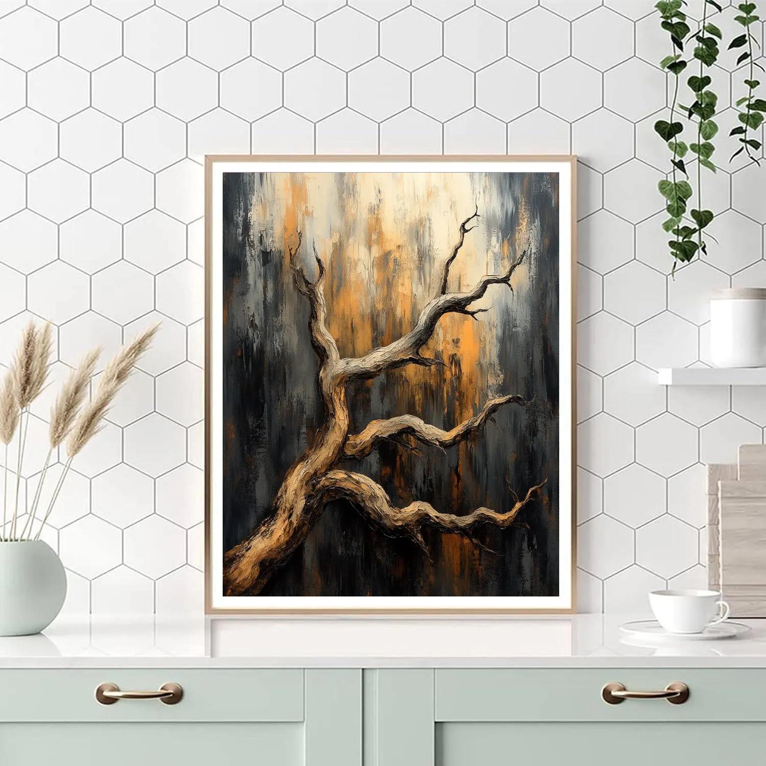 Francisco Goya Inspired Weathered Still Life Of Twisted Branches paint by number